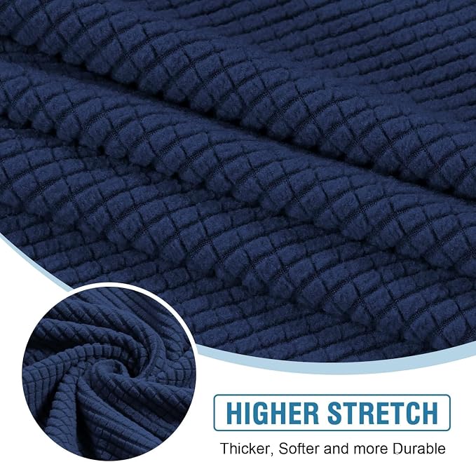 H.VERSAILTEX Backrest Cushion Covers Sectional Couch Back Cushion Covers for Sectional Sofa Set for Both Left/Right Couch (Back Only: 1 Chaise + 3 Sofa, Navy)