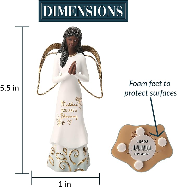 Pavilion Gift Company Mother You are A Blessing-5.5 Inch African American Praying Collectible Resin Angel Figurine, White