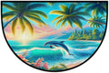 Palm Tree Half Round Door Mat Non Slip Half Circle Rugs | Art Summer Washable Half Moon Rug Semi Circle Rugs Indoor Entrance Floor Carpet for Kithen Bedroom Fireplace Decor