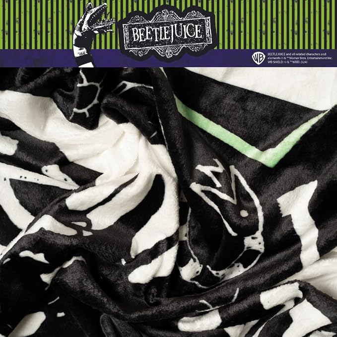 Beetlejuice Halloween Lydia Throw Blanket, Super Soft Cozy Plush Bedding, 46" x 60", (Officially Licensed Product) by Franco