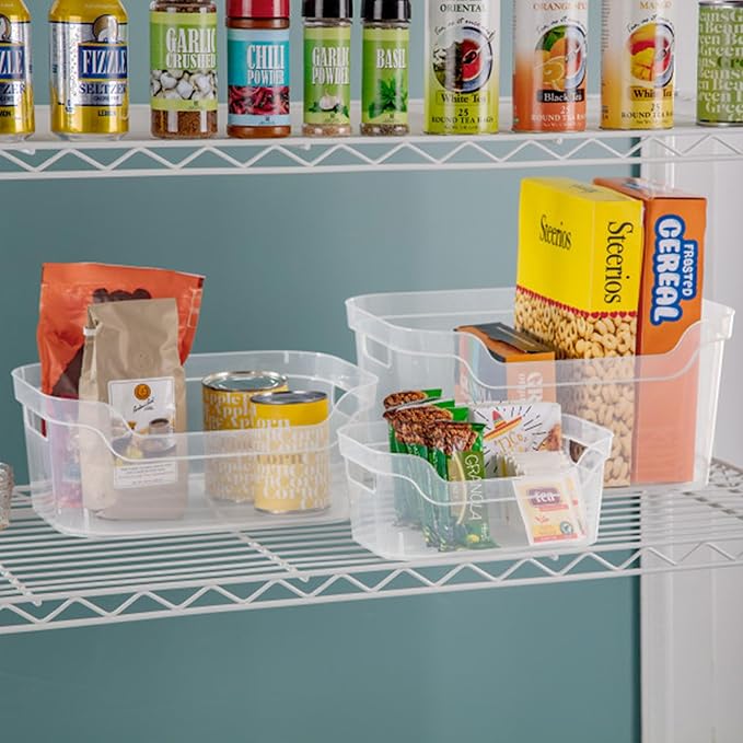 STERILITE 5.25 in. X 9.5 in. X 13 Clear Plastic Cube Storage BIN W/Carry Handles, 16