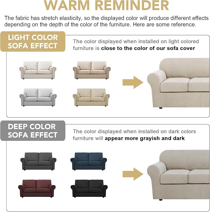 H.VERSAILTEX 3 Piece Stretch Sofa Covers for 2 Cushion Sofa Couch Covers for Living Room Sofa Slipcovers (Base Cover Plus 2 Seat Cushion Covers) Thicker Jacquard Fabric(Large Sofa, Island Fossi)