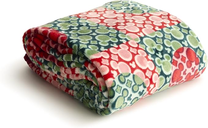 Vera Bradley Women's Disney Fleece Plush Throw Blanket, Mickey Mouse Kaleidoscope Holiday, One Size
