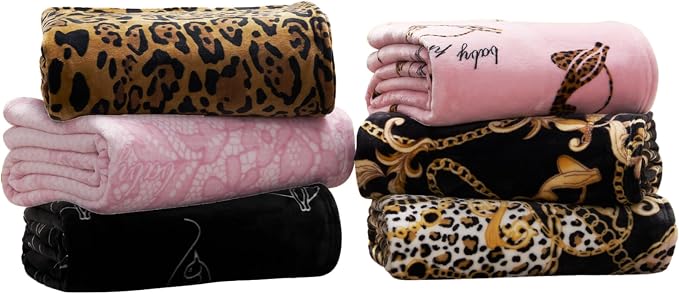 Baby Phat Oversized Plush Throw Blanket, Leopard with Chains, 60" x 70"