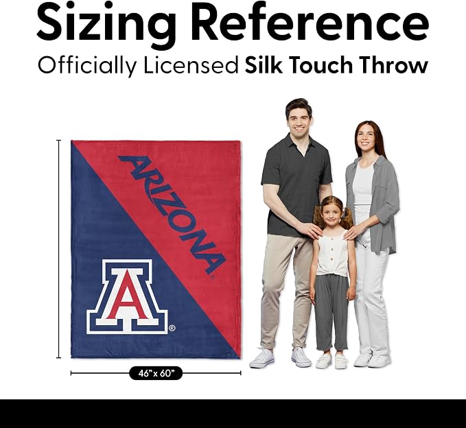Northwest NCAA Silk Touch Throw Blanket, Ultra Soft Plush Polyester, Lightweight Warm Decorative Fan Gift, 46 x 60 in