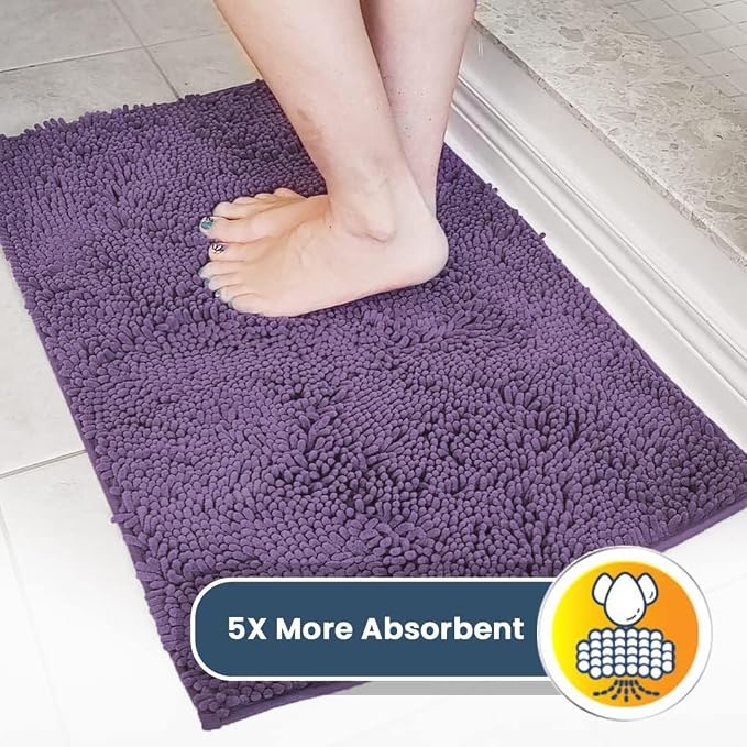 Muddy Mat® | Super Water Absorbent Door Mat Indoor, Microfiber Quick Dry Chenille Entryway Rug, Slip Resistant Front Door Mat, Indoor Mats for Entryway, Machine Washable Pet Rug, Lavender 32" x 44"