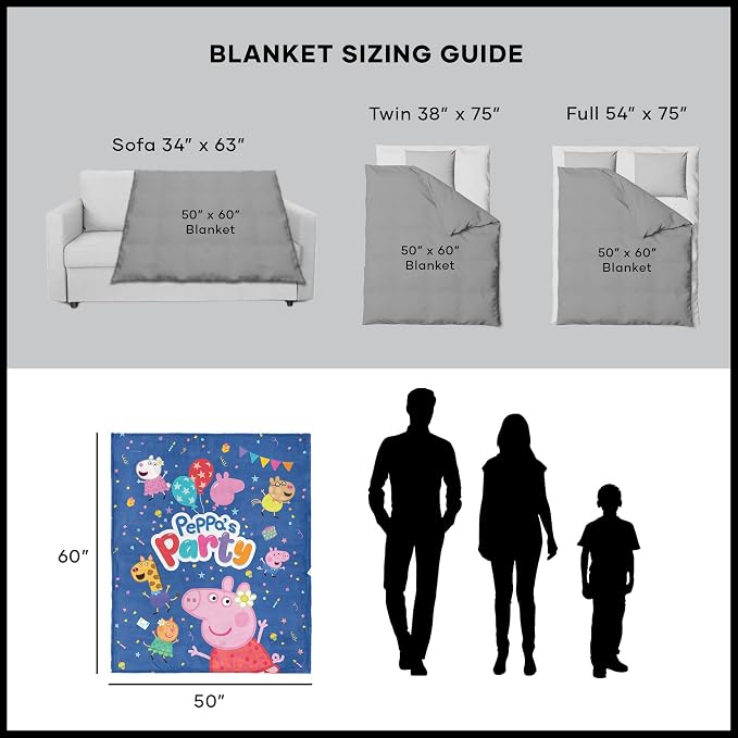Northwest Hasbro Peppa Pig Silk Touch Throw Blanket, 50 x 60 inches, Peppas's Party