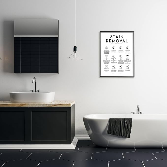 Laundry Symbols Educational Chart, 24 x 30 Inch Framed Giclée Print | Stupell Industries · By Lettered and Lined · Ready to hang · Great for laundry room or bath · Made in USA