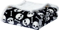 Elegant Comfort Luxury Halloween Sherpa Throw Blanket Ultra-Soft Cozy Velvet Fall Fleece Throw - Micromink Sherpa-Cute Birthday Gift for Boys Kids, Sherpa Reversible Blanket- Skulls and Bones