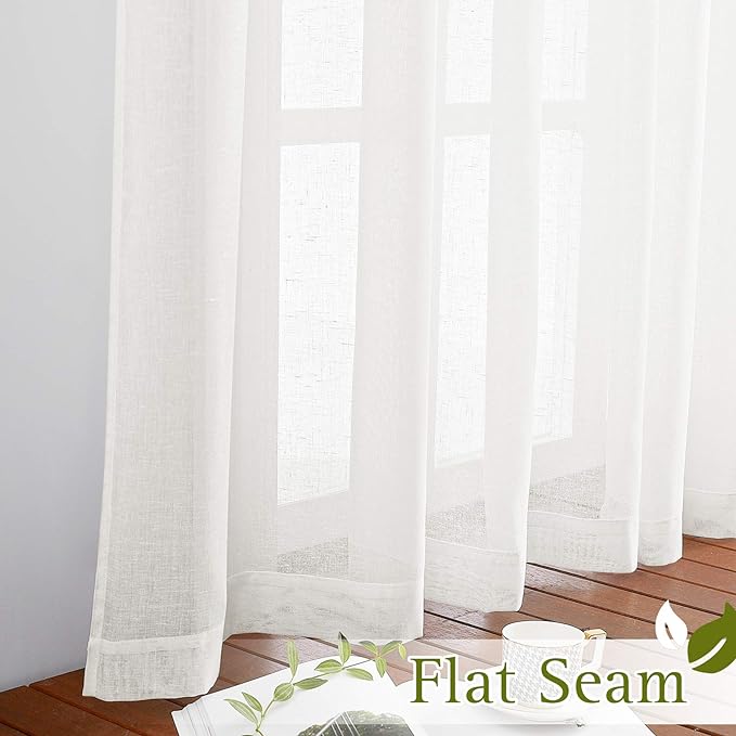 NICETOWN Living Room Ivory Curtains 84 inch Long, Grommet Linen Blend - Image 6