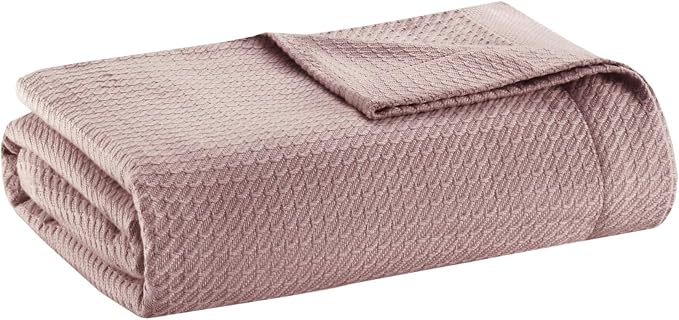 Madison Park 100% Egyptian Cotton King Size Bed Blanket for Summer Rose | Cozy Soft Breathable Durable, Waffle Weave Woven Casual, Lightweight Knit All Season Throw for Bed Couch or Sofa, OEKO TEX