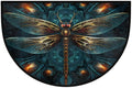Pardick Half Round Doormat Dragonfly Animal Blue Semi Circle Rug Non Slip Indoor Outdoor Entrance Half Moon Rug Washable Front Floor Mat for Kitchen Bathroom Patio Fireplace Holiday Decor