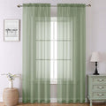 Lecloud Sage Green Sheer Curtains 90 Inches Long 2 Pcs, Modern Solid Voile by Lecloud