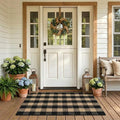 Buffalo Plaid Rug 3' x 5' Brown and Black Front Door Mat Reversible Layered Porch Rug Washable Hand Woven Cotton Area Rug for Indoor Outdoor Entryway Patio Porch Decor