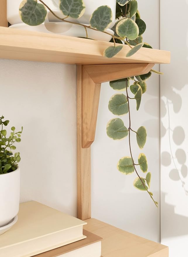 Kate and Laurel Meridien Modern Wood Shelves, 24 x 8 x 24, Natural Poplar, Transitional Two Tier Wall Shelf for Storage and Display