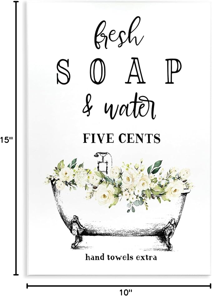 Stupell Industries Fresh Soap And Water Bath Tub Bathroom Design Wall Plaque Art Design By Artist Lettered and Lined 10 x 15 | Stupell Industries | 10 x 15 Inches, Easy to Hang and Sturdy, Made in USA, by Lettered and Lined