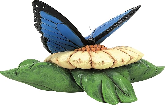 Enesco Jim Shore Heartwood Creek Mini Blue Morpho Butterfly Figurine- Stone Resin Hand Painted Crafted Collectible Decorative Animal Mini Figurines Home Decor Statue, 3 Inch