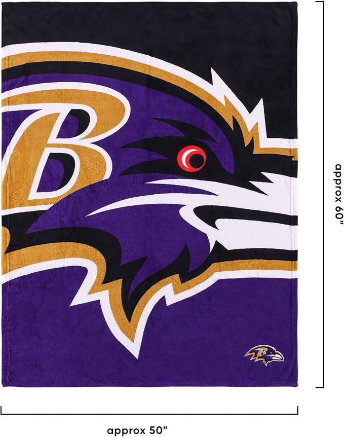 FOCO NFL Unisex-Adult NFL Team Logo 60" x 50" Supreme Slumber Plush Throw Blanket