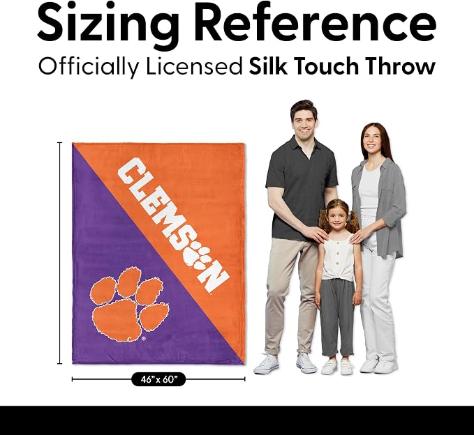 Northwest NCAA Silk Touch Throw Blanket, Ultra Soft Plush Polyester, Lightweight Warm Decorative Fan Gift, 46 x 60 in
