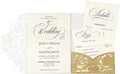 DORIS HOME Laser Cut Wedding Invitation Pockets, Gold Glitter, 5"x7" | 50pcs, With Envelopes, For Wedding & Anniversary, No Inserts Included