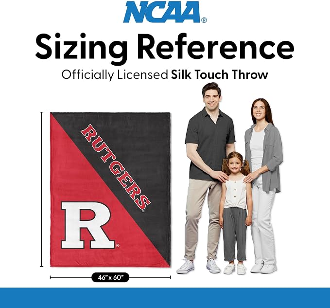 Northwest NCAA Silk Touch Throw Blanket, Ultra Soft Plush Polyester, Lightweight Warm Decorative Fan Gift, 46 x 60 in