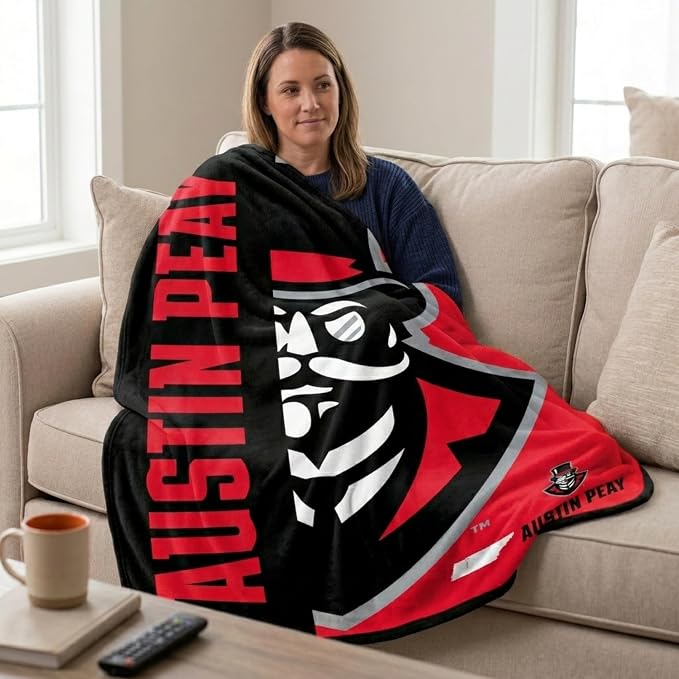 Proformance Home NCAA Austin Peay Governors Endzone Ultra Soft Tailgate Throw