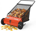 Push Lawn Sweeper 26in,Manual Push Leaf and Grass Sweeper | Heavy Duty Walk-Behind Lawn Sweeper,7ft³Removable Collection Bag,4 Rubber Wheels,Ideal for Garden, Park and Yard