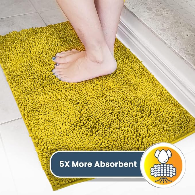 Muddy Mat® | Super Water Absorbent Door Mat Indoor, Microfiber Quick Dry Chenille Entryway Rug,Slip Resistant Front Door Mat,Indoor Mats for Entryway,Machine Washable Pet Rug, Lemon Yellow 24" x 40"