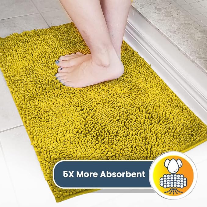 Muddy Mat® | Super Water Absorbent Door Mat Indoor, Microfiber Quick Dry Chenille Entryway Rug,Slip Resistant Front Door Mat,Indoor Mats for Entryway,Machine Washable Pet Rug, Lemon Yellow 20" x 30"