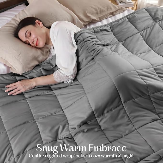 Smart Queen Weighted Blanket 25lbs (78”x85”,Grey) King Size Soft Cooling Heavy Blanket for Sleeping, Breathable All Season Comfort with Premium Glass Beads,Machine Washable