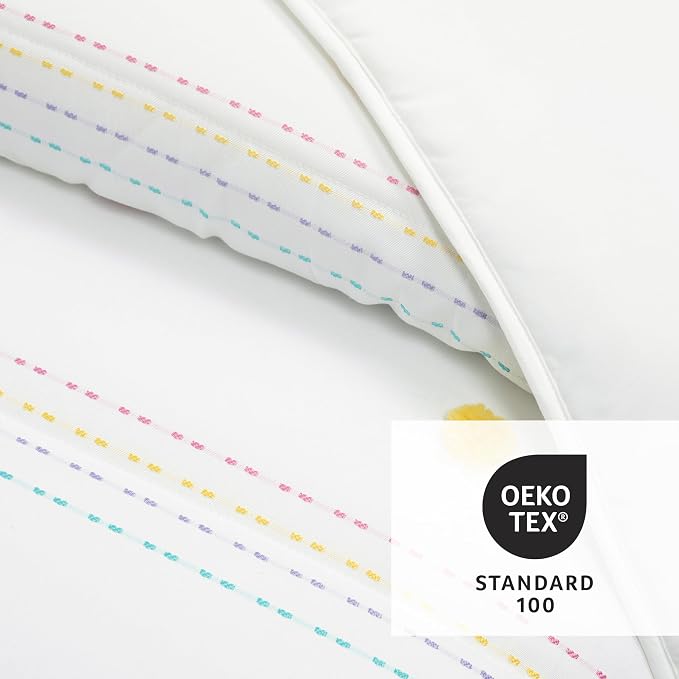 Lush Decor Rainbow Pom Pom and Stripes Quilt Set, 3 Piece Set, Full/Queen, White & Rainbow - Fun & Colorful Kids Bedding Set - Rainbow Quilt for Teen Dorm Decor - Striped Quilt - Girls Bedroom Decor