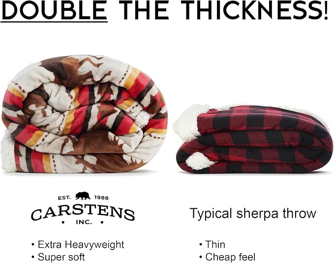 Carstens, Inc. Wrangler Running Horse Country Sherpa Fleece Throw Blanket, Brown, One Size