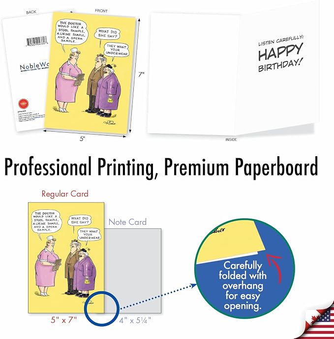 NobleWorks 20 Box of Funny Birthday Cards Variety Bulk Pack w/Envelopes (2 Each, 10 Designs) Birthday Wishes for Men and Women AC8838BDG-B2x10