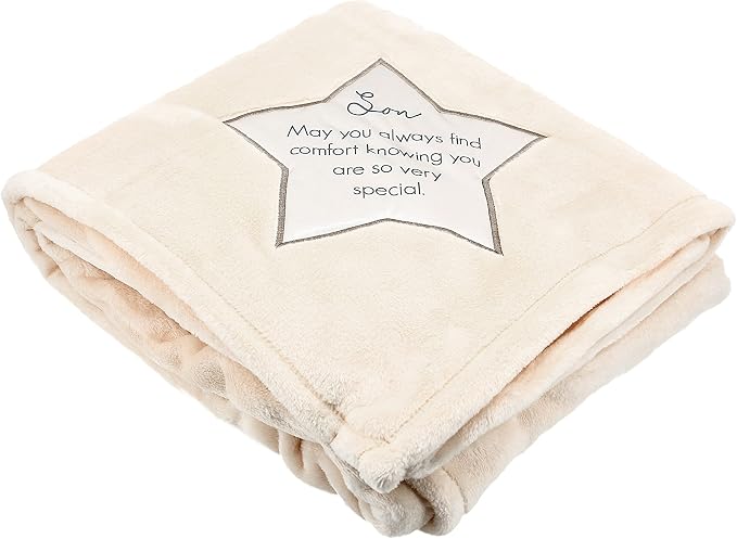 Pavilion - Son - 50 x 60 Inch Soft Royal Plush Tan Throw Blanket