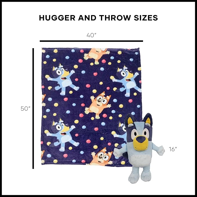 Northwest Bluey Character Hugger Pillow & Silk Touch Throw Blanket Set, 40" x 50", Hooray
