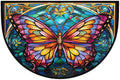 Pardick Half Round Doormat Butterfly Glass Semi Circle Rug Non Slip Indoor Outdoor Entrance Half Moon Rug Washable Front Floor Mat for Kitchen Bathroom Patio Fireplace Holiday Decor