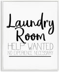 Stupell Industries 'Help Wanted Laundry Room Sign Bold Black White', Framed Giclee Art, White, 24 x 30 Inches, Easy to Hang and Sturdy, Made in USA, by Kim Allen