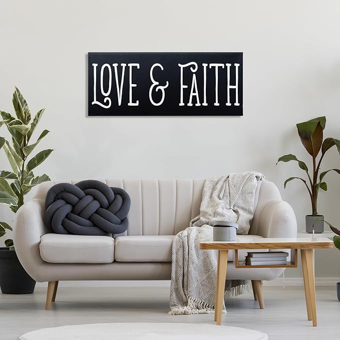 Stupell Industries 'Love & Faith on Black'| Canvas Art | Stupell Industries | 40 x 17 Inches, Easy to Hang and Sturdy, Made in USA, by SD Graphics Studio