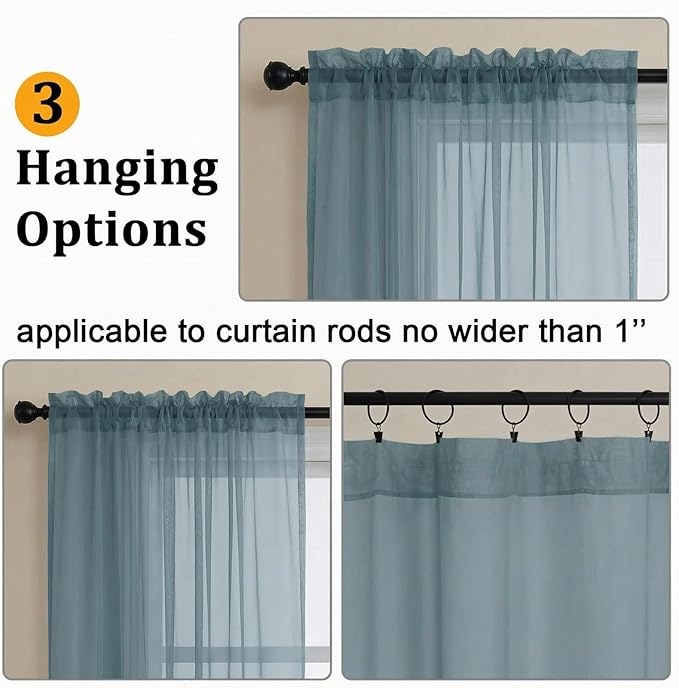 Gwine Extra Long Sheer Curtains 108 Inches Long - Image 2
