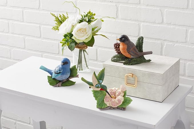 Enesco Jim Shore Heartwood Creek Robin Bird with Pinecone Figurine- Stone Resin Hand Crafted Collectible Mini Figurines Home Decor Statue, 4 Inch