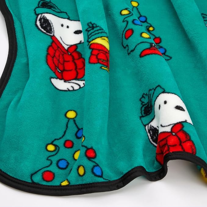 Franco Collectibles® Peanuts® Snoopy & Woodstock Puffer Coat Holiday Christmas Super Soft Cozy Plush Throw, 40 in x 50 in, (Official Peanuts® Product)
