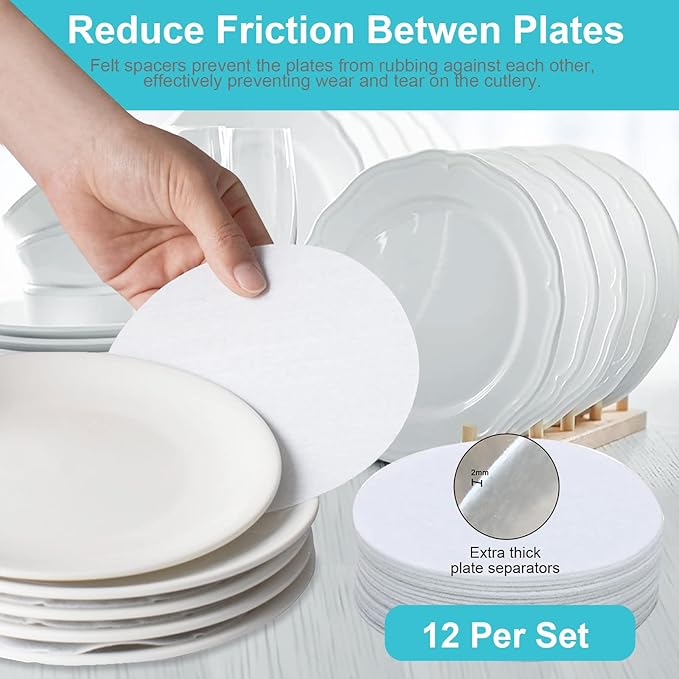 China Storage Containers-Quilted Dish Storage Containers with Lid Hard Shell for Moving Transport, Dinnerware Storage,Stackable Plate Storage,24 Felt Plate Dividers Included,2PACK 12*12*8in | 12*12*8in Dish Storage Containers with Lid Hard Shell for Mo...