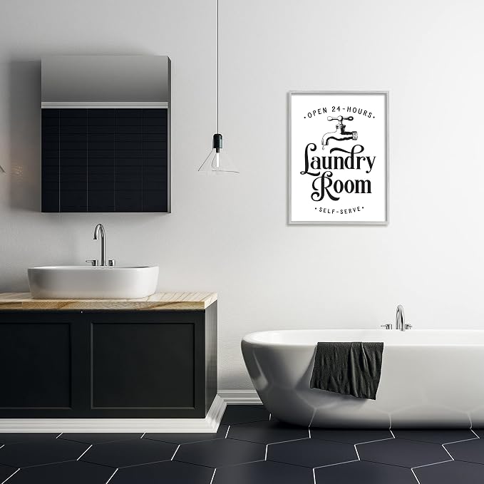 Laundry Room Vintage Sign Rustic Phrase, 24 x 30 Inch Framed Giclée Print