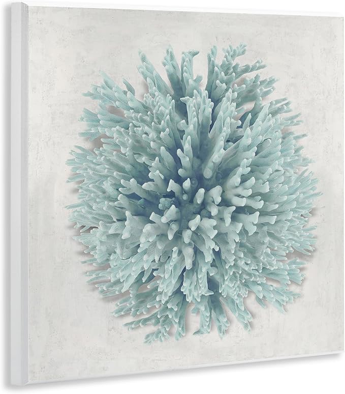 Coral Ball Blue Sea Beach, 12 x 12 Inch Mounted Print on Wall Plaque | Stupell Industries | 12 x 12 Inches, Easy to Hang and Sturdy, Made in USA, by Caroline Kelly