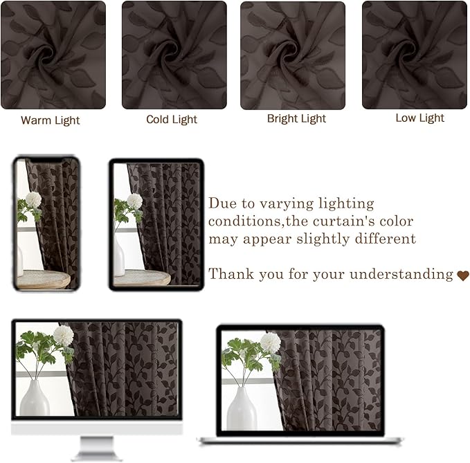 Chyhomenyc Chocolate Sheer Curtains 54 Inch Length - Image 6