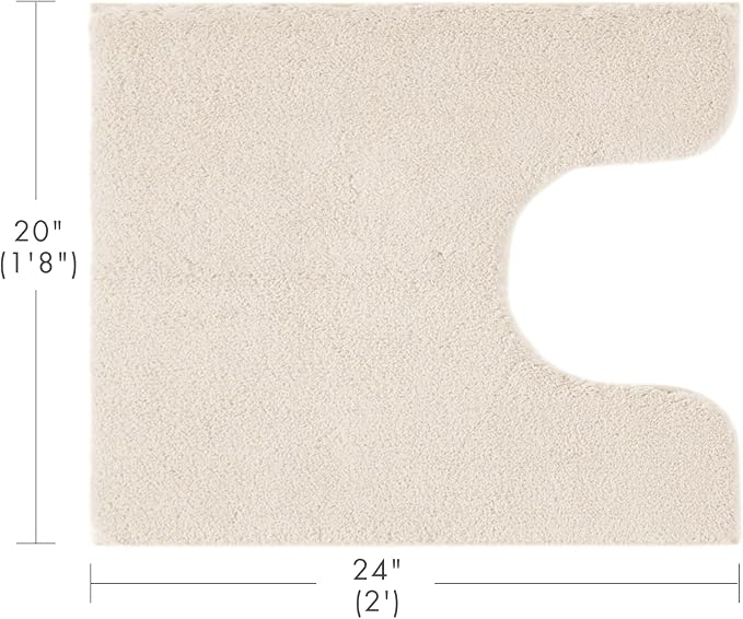 Madison Park Marshmallow Super Soft Toilet Rug, Contour, Natural | Non slip Backing, Spa Quality Luxurious Plush Bath Rug for Bathroom, Quick Dry, OEKO TEX, U Shaped