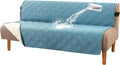 H.VERSAILTEX 100% Waterproof Futon Couch Cover Reversible Sofa Slipcovers Armless Daybed Cover Soft Thicken Sofa Bed Cover for Dog with Adjustable Elastic Strap Non-Slip, Smoke Blue/Beige