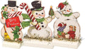 Primitives by Kathy Vintage Christmas Stand Up Set, Set of 3, Retro Snowmen, 3 Piece, 32297