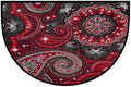 Paisley Half Round Rug Half Moon Door Mat Half Circle Rugs | Ethnic Flowers Washable Non-Slip Semi Circle Rug Welcome Half Round Door Mat Indoor Entrance Bedroom Living Room Decor B286