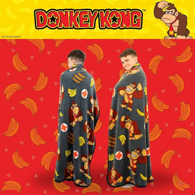 Franco Collectibles Nintendo Donkey Kong Gaming Bedding Super Soft Micro Raschel Throw, 46 in x 60 in, (Officially Licensed Product)